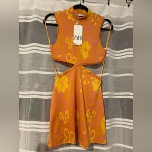 Zara Cut-Out Jacquard Mini Dress